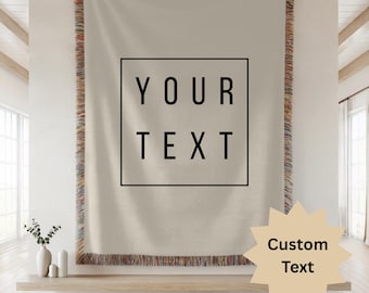 Custom Text Woven Blanket, Custom YourDesign, Customize Throw Blanket, Personalized Gift, Create Your Own, Choose Font, Color & Background