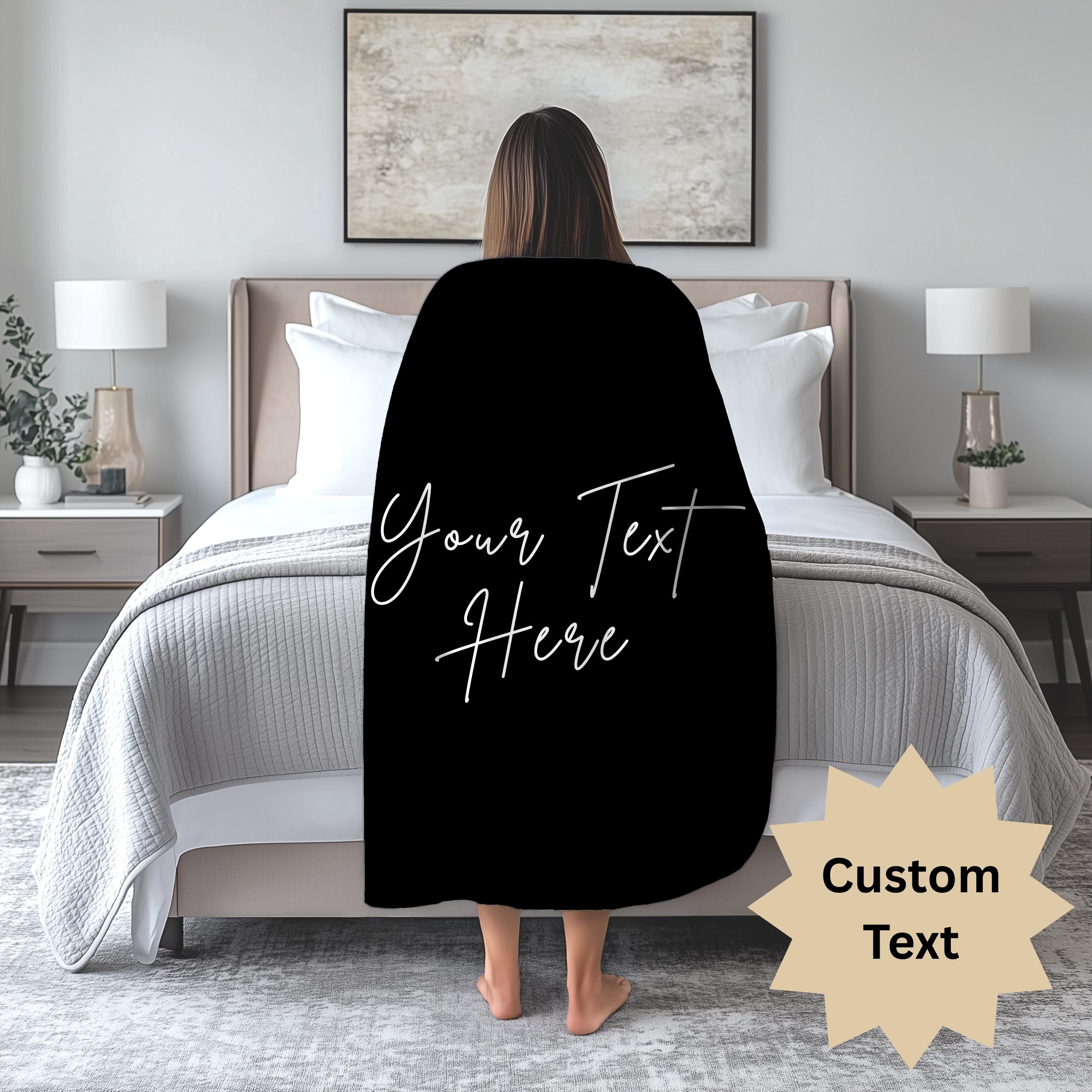 Custom Text Velveteen Plush Blanket, Custom YourDesign Blanket, Customize Blanket, Create Your Own Gift, Choose Font, Color & Background