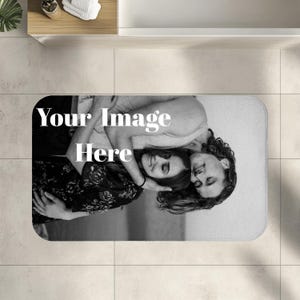 Personalized Image Bath Mat, Custom YourDesign Bath Rug, Customize Bathroom Mat By Your Photos/Text, Create Your Own Plush Non‑Slip Bath Mat