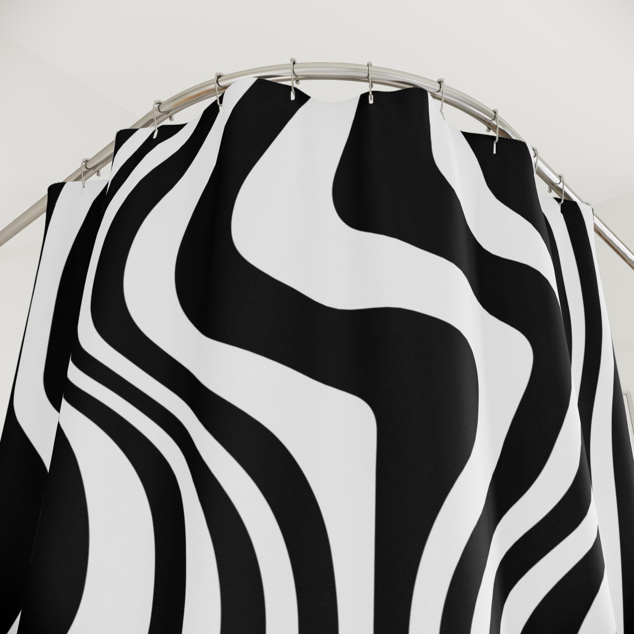 Rideau De Douche Géométrique Rayures Minimaliste 110x220cm - Polyester Avec Crochets