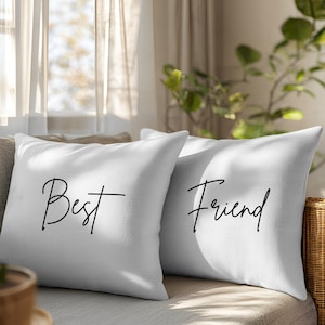 Best Friend 2 Pillow Set,  Décor for Bedroom, Living Room, Heartfelt Gift for BFF, Cute Birthday Gift for Bestie, Friendship Gift, Cozy