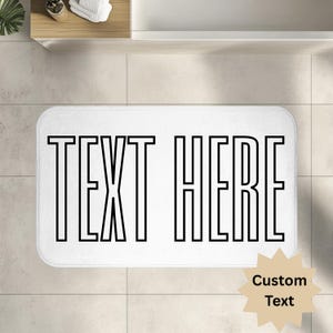 Custom Text Bath Mat, Custom YourDesign Bath Rug, Plush Non‑Slip Bath Mat, Personalized Gift, Choose Font Color & Background Message or Name