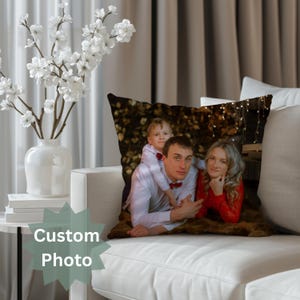Personalized Family Photo Square Pillow, Custom YourDesign Pillow, Customize Pillow By Your Photos Create Your Own Pillow Gift, Couples Gift