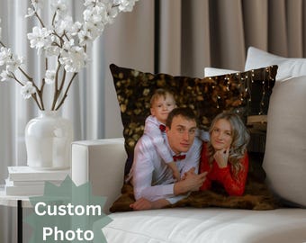 Personalized Family Photo Square Pillow, Custom YourDesign Pillow, Customize Pillow By Your Photos Create Your Own Pillow Gift, Couples Gift
