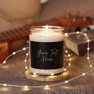 Custom Text Soy Candle, Custom YourDesign Soy Candle, Personalized Gift, Choose Font, Color & Background Message or Name, Clear Glass Candle