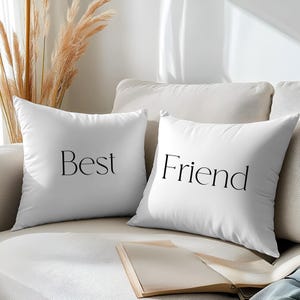 Best Friend 2 Pillow Set,  Décor for Bedroom, Living Room, Heartfelt Gift for BFF, Cute Birthday Gift for Bestie, Friendship Gift, Cozy