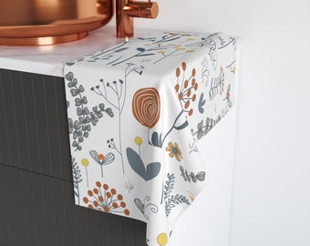 Minimalistyczny ręcznik do rąk w stylu boho, kwiatowy wzór do wyjątkowego wystroju łazienki, ręcznik do rąk Cottagecore, prezent na parapetówkę, kwiatowy ręcznik do rąk, uroczy prezent