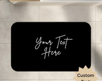 Custom Text Bath Mat, Custom YourDesign Bath Rug, Plush Non‑Slip Bath Mat, Personalized Gift, Choose Font Color & Background Message or Name