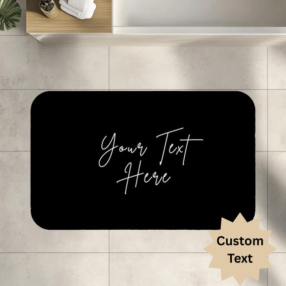 Custom Text Bath Mat, Custom YourDesign Bath Rug, Plush Non‑Slip Bath Mat, Personalized Gift, Choose Font Color & Background Message or Name