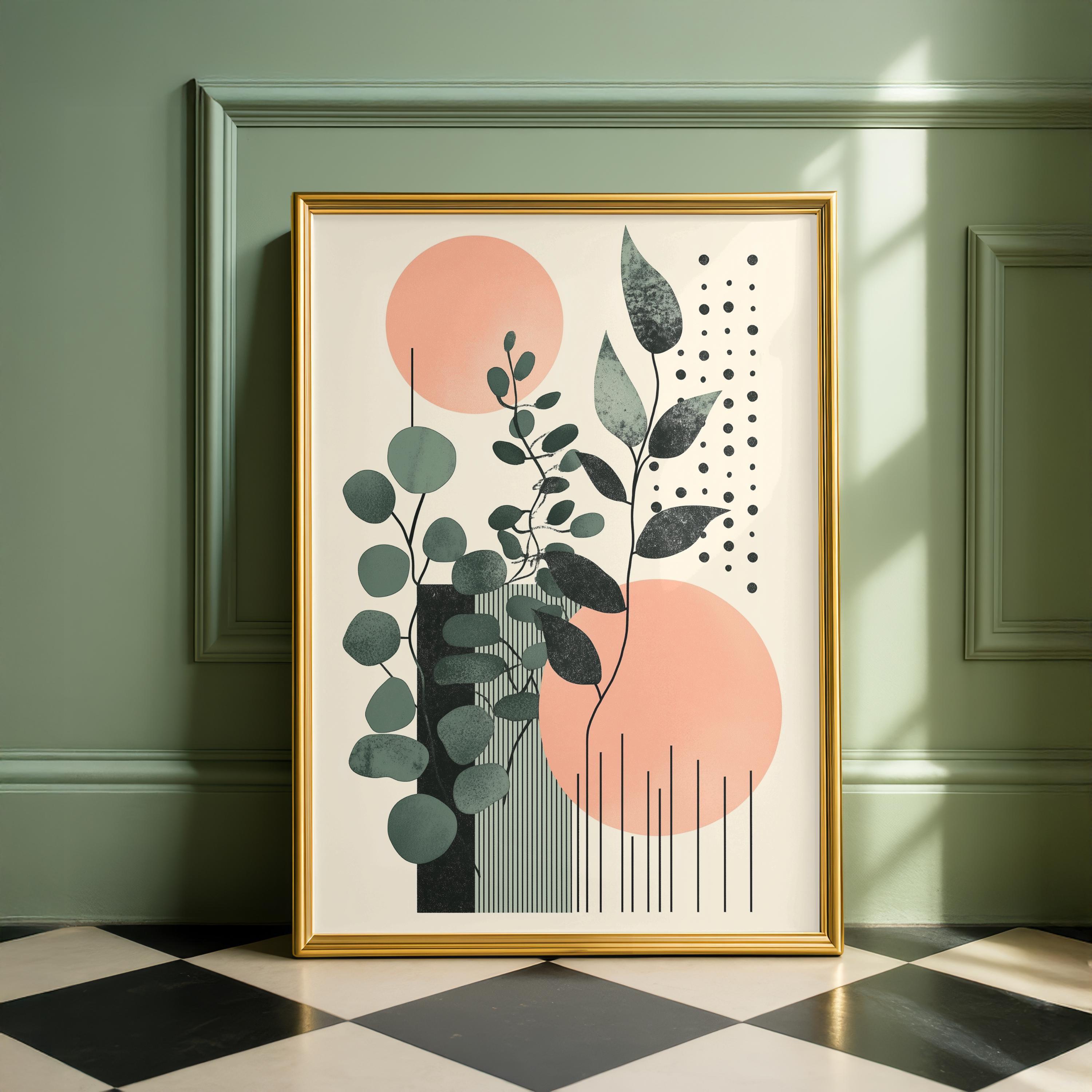 Palm Bladeren Kunst Aan De Muur Vector Set. Earth Tone Boho Gebladerte Lijntekeningen Tekenen Met Abstracte Vorm 4 Moderne Schilderijen Verticaal 1870962298 130 90 Vertical