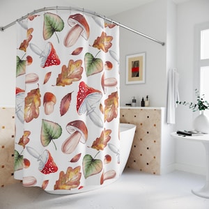 Cottagecore Mushroom Shower Curtain, Decor, Minimalist Simple,  Cottagecore, Vintage Design, Gift for Housewarming, Boho, Nature-Inspired