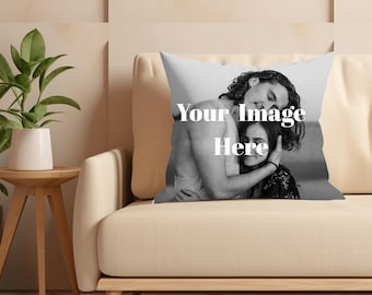 Personalisiertes Bild Quadratisches Kissen, Benutzerdefiniertes YourDesign-Kissen, Anpassen des Kissens mit Ihren Fotos / Text, Erstellen Sie Ihr eigenes Kissengeschenk, Geschenk für Paare