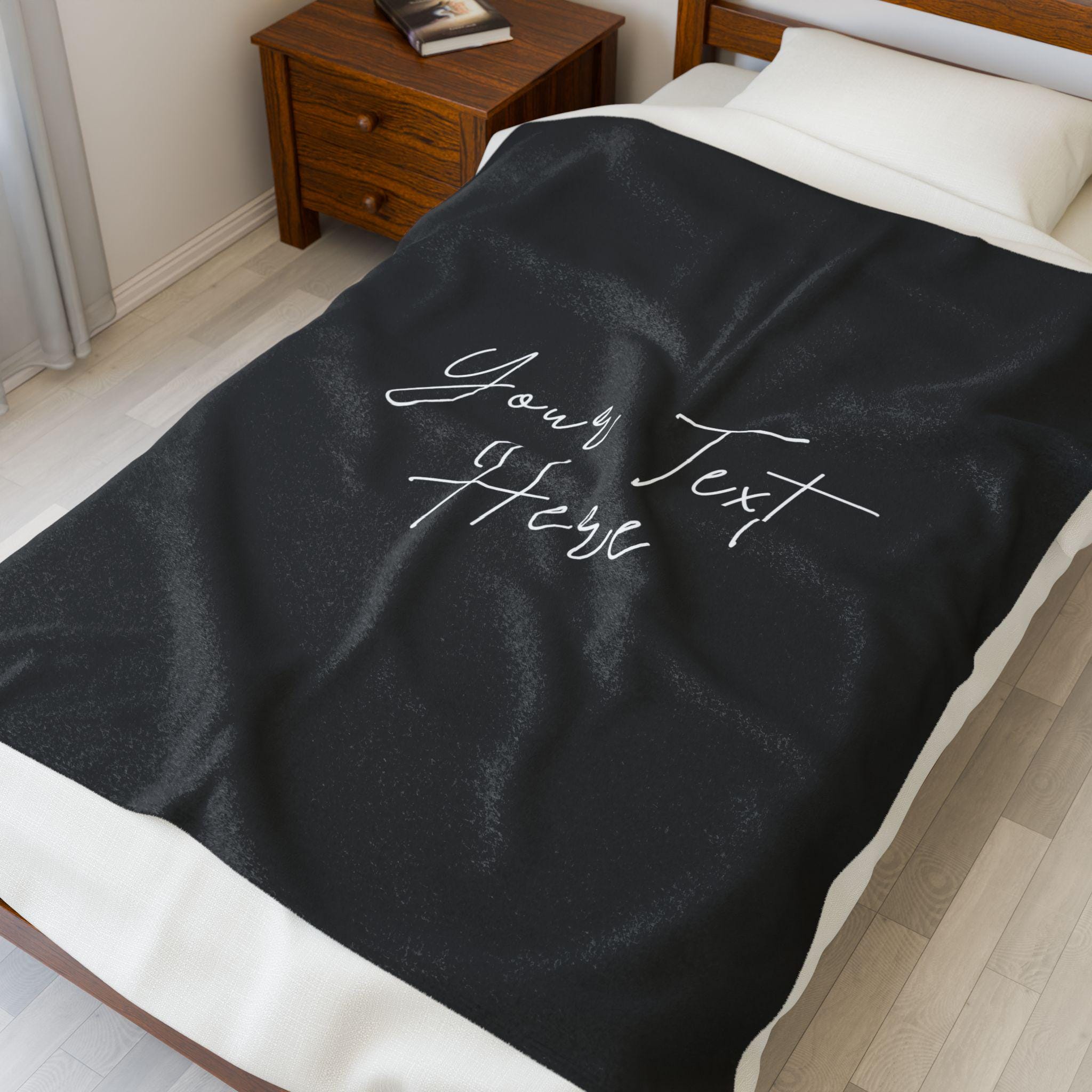 Custom Text Velveteen Plush Blanket, Custom YourDesign Blanket, Customize Blanket, Create Your Own Gift, Choose Font, Color & Background