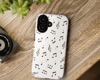 Funda resistente con notas musicales para iPhone, Samsung Galaxy y Google Pixel. Regalo para músicos, amantes de la música, profesores de música, estudiantes de conservatorio.