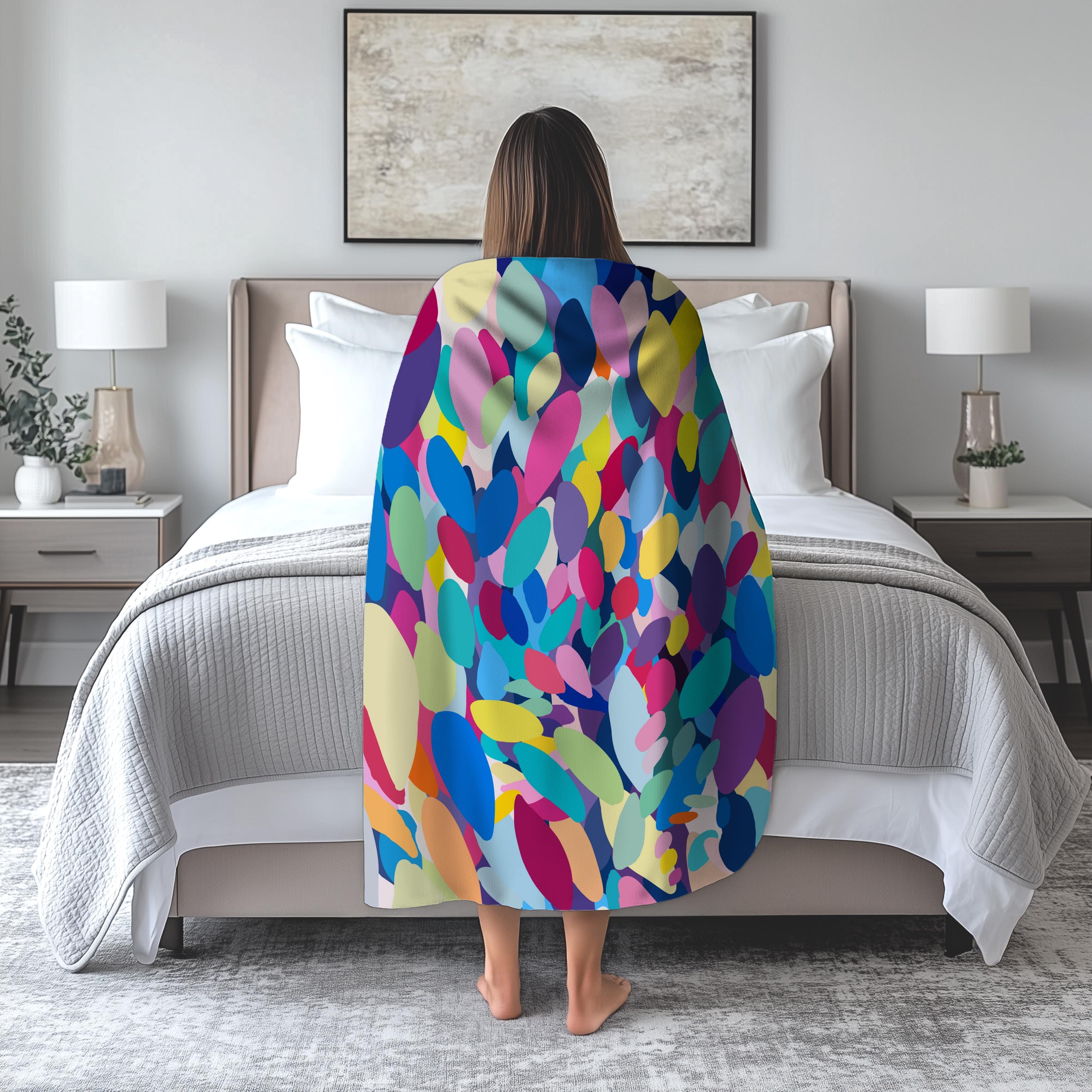 Manta de terciopelo abstracta, colorida y llamativa, regalo de