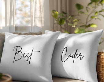 Bestes Coder 2 Kissen-Set, Dekoration für Schlafzimmer Wohnzimmer, Jubiläumsgeschenk, Geschenk für Programmierer Wertschätzung für Programmierer, Geschenk für Programmierer