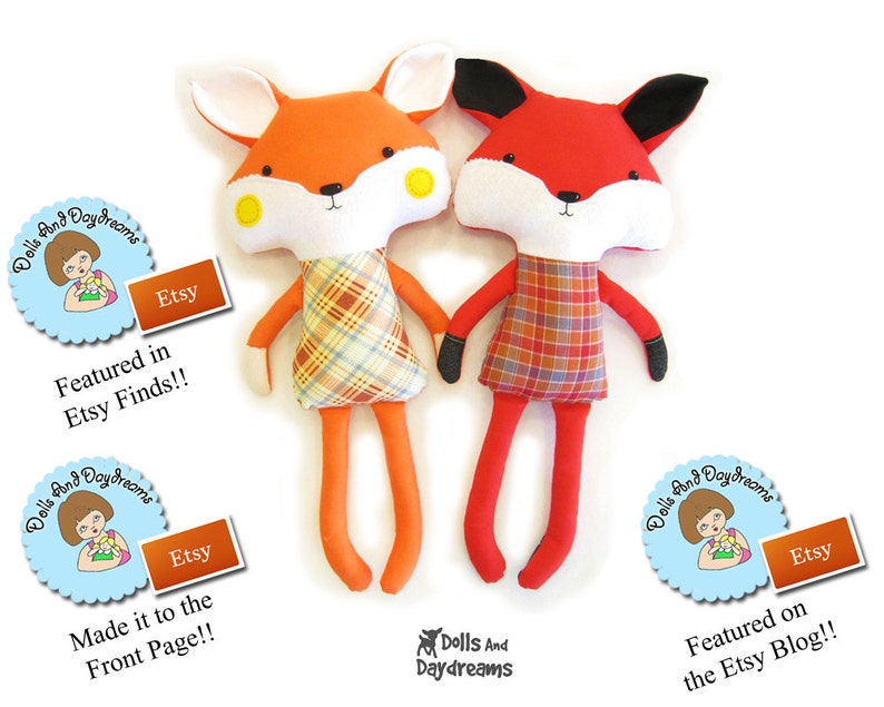 Fox Sewing Pattern PDF Stuffed Toy Softie Instant Download image 5