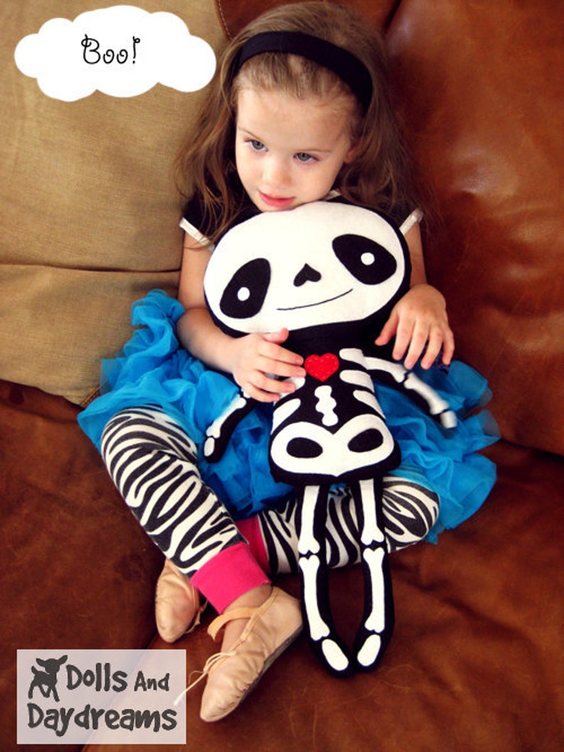 Skeleton Doll PDF Sewing Pattern Halloween Softie Day of The Dead Stuffed Toy image 3