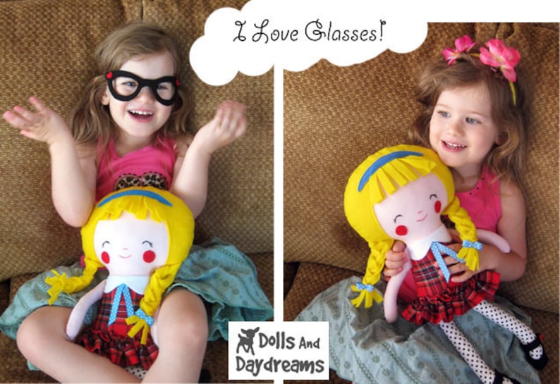 Schoolgirl Sewing Pattern PDF  Removable Doll Glasses and image 3