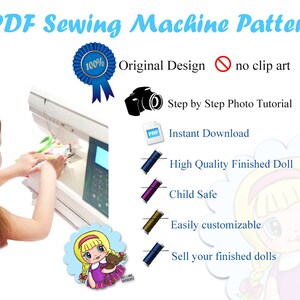 Retro Doll Dress PDF Sewing Pattern Vintage Style Easy Toy Outfit image 2