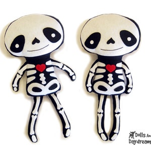Skeleton Doll PDF Sewing Pattern Halloween Softie Day of The Dead Stuffed Toy image 1