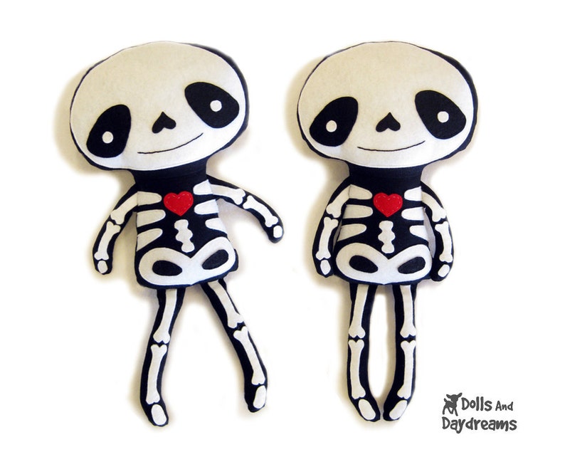 Skeleton Doll PDF Sewing Pattern Halloween Softie Day of The Dead Stuffed Toy image 1