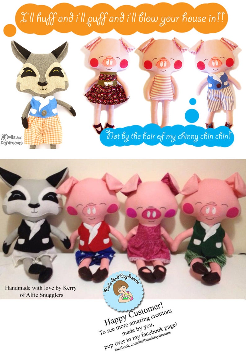 Pig Sewing Pattern PDF Softie Stuffed Toy Photo Tutorial Dress Up Farm Animal image 6