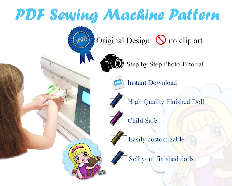 Schoolgirl Sewing Pattern PDF  Removable Doll Glasses and image 1