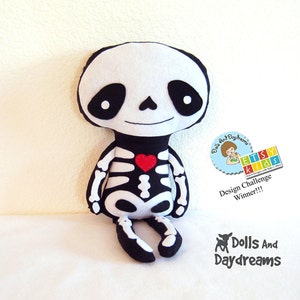 Skeleton Doll PDF Sewing Pattern Halloween Softie Day of The Dead Stuffed Toy image 4