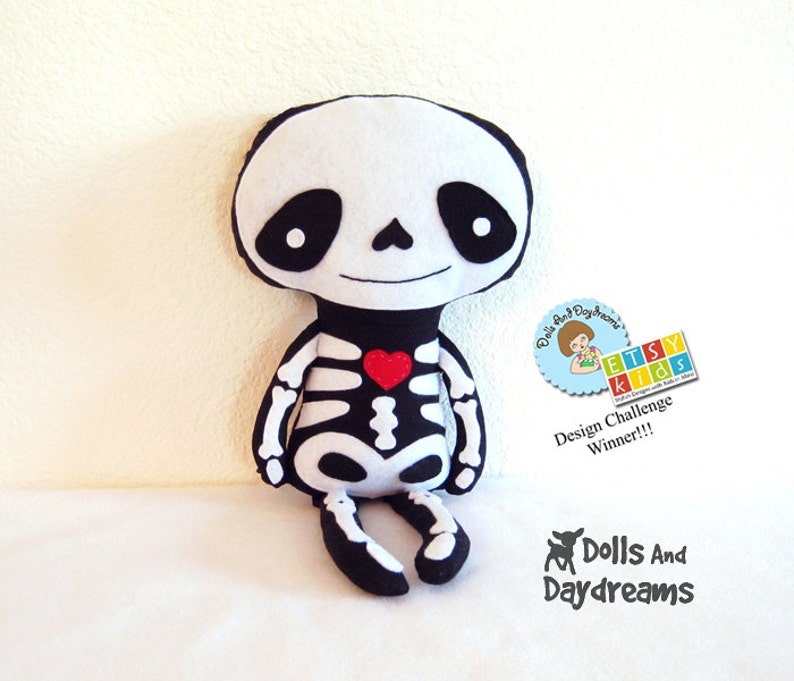 Skeleton Doll PDF Sewing Pattern Halloween Softie Day of The Dead Stuffed Toy image 4