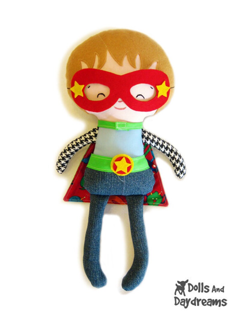 Superhero Sewing Pattern PDF Removable Doll Glasses, reversible Mask, Cape, Belt included, Plus Glasses, Mask will fit your children too image 6