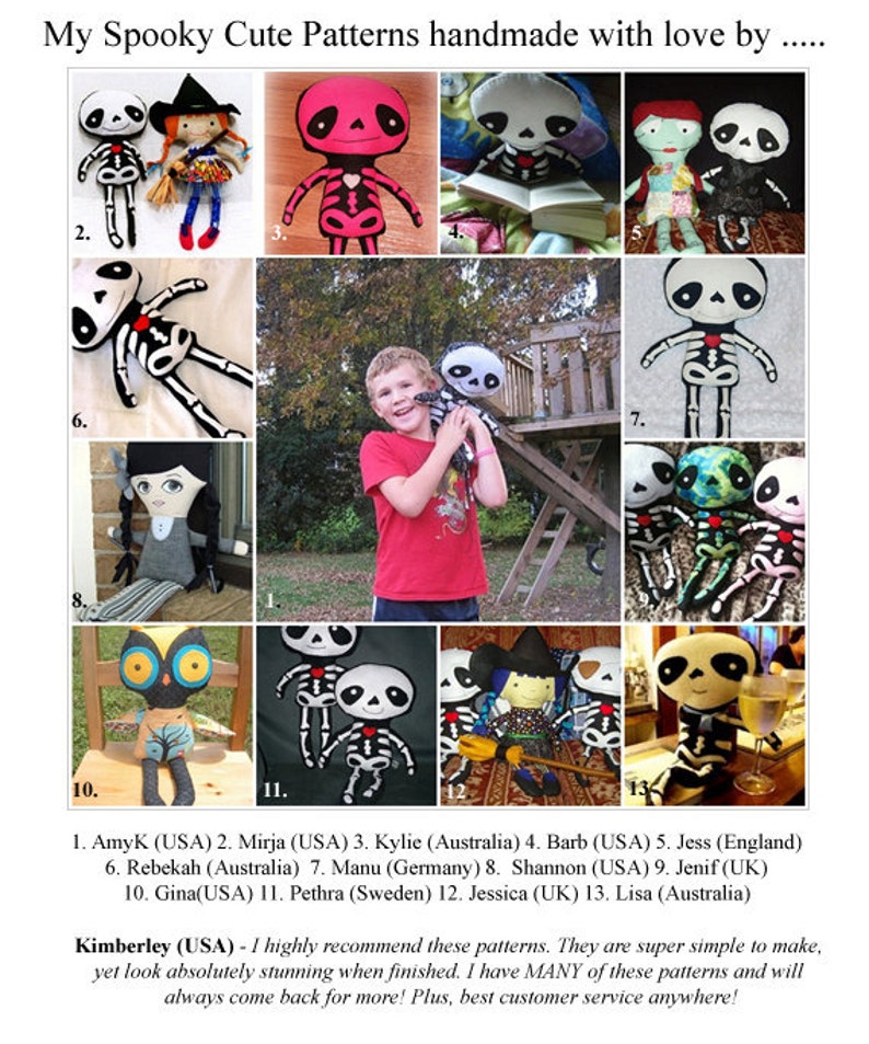 Skeleton Doll PDF Sewing Pattern Halloween Softie Day of The Dead Stuffed Toy image 7