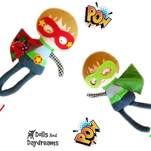 Superhero Sewing Pattern PDF Removable Doll Glasses, reversible Mask, Cape, Belt included, Plus Glasses, Mask will fit your children too image 4