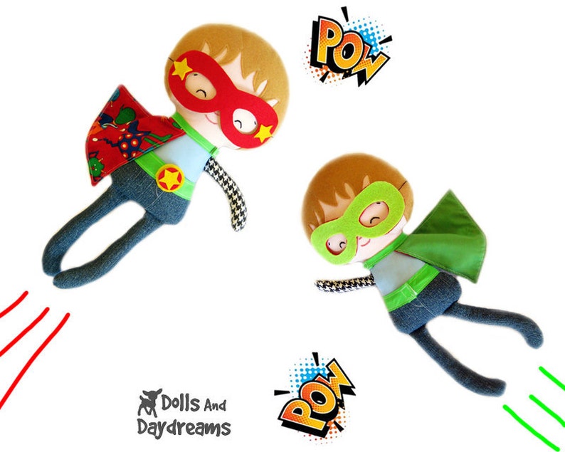 Superhero Sewing Pattern PDF Removable Doll Glasses, reversible Mask, Cape, Belt included, Plus Glasses, Mask will fit your children too image 4