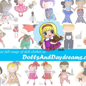 Retro Doll Dress PDF Sewing Pattern Vintage Style Easy Toy Outfit image 4