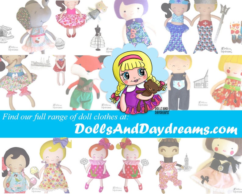 Retro Doll Dress PDF Sewing Pattern Vintage Style Easy Toy Outfit image 4