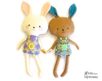 Bunny Rabbit PDF Sewing Pattern Stuffed Toy Softie DIY Easter