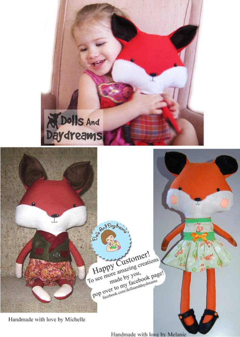 Fox Sewing Pattern PDF Stuffed Toy Softie Instant Download image 8