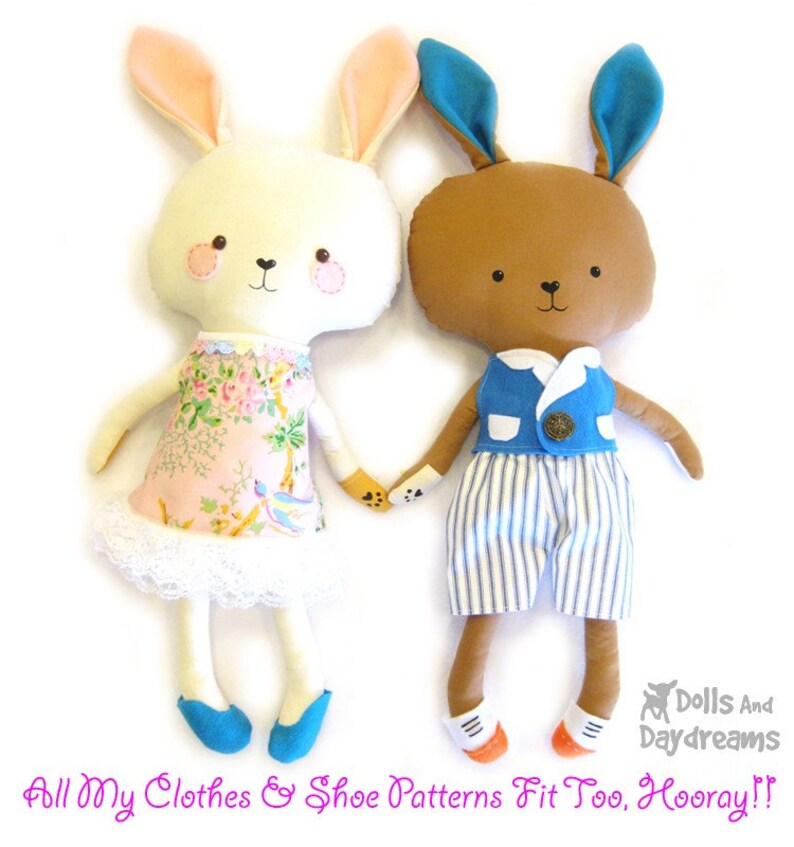 Bunny Rabbit PDF Sewing Pattern Stuffed Toy Softie DIY Easter - Etsy ...