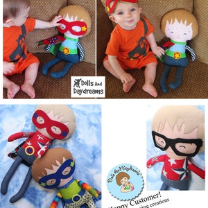 Superhero Sewing Pattern PDF Removable Doll Glasses, reversible Mask, Cape, Belt included, Plus Glasses, Mask will fit your children too image 3