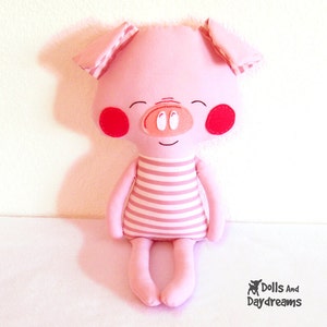 Pig Sewing Pattern PDF Softie Stuffed Toy Photo Tutorial Dress Up Farm Animal image 4