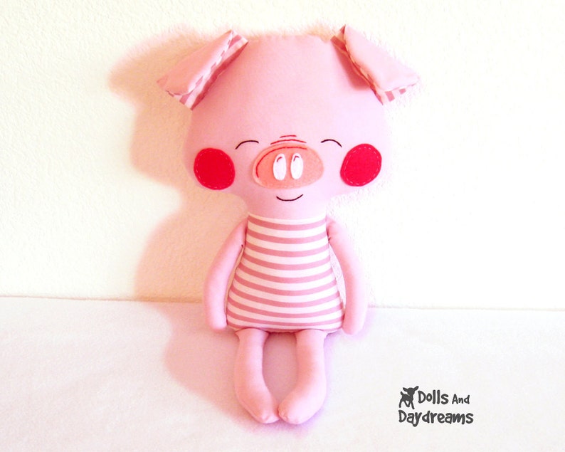 Pig Sewing Pattern PDF Softie Stuffed Toy Photo Tutorial Dress Up Farm Animal image 4