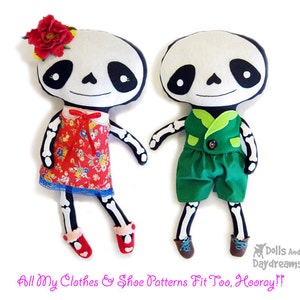 Skeleton Doll PDF Sewing Pattern Halloween Softie Day of The Dead Stuffed Toy image 6