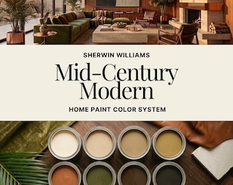Farbpalette im Stil der Mid-Century-Moderne: Sherwin Williams Farbkonzept für das ganze Haus (PDF-Download)