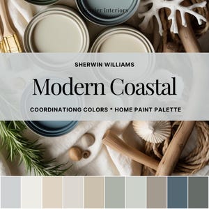 Modern Coastal Color Palette: Sherwin Williams Whole Home Paint Scheme Beach House (PDF Download)