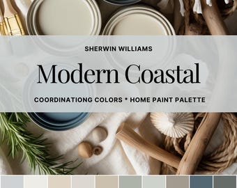 Modern Coastal Color Palette: Sherwin Williams Whole Home Paint Scheme Beach House (PDF Download)