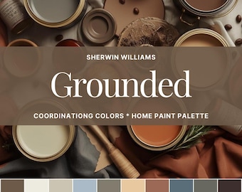 Sherwin Williams Grounded Brown Paint Color Palette: Color of the Month Paint Palette PDF Download (Fall Color Palette for Cozy Homes)