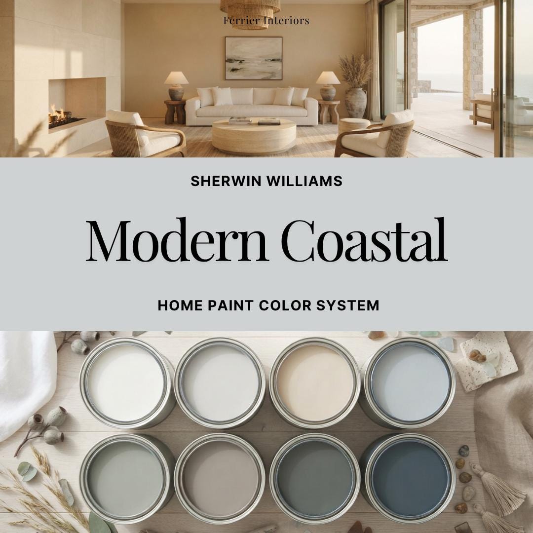 Modern Coastal Color Palette: Sherwin Williams Whole Home Paint Scheme ...