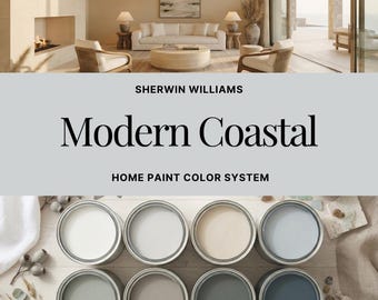 Modern Coastal Color Palette: Sherwin Williams Whole Home Paint Scheme Beach House (PDF Download)
