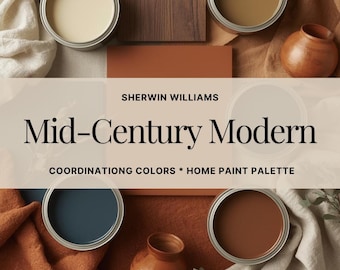 Mid Century Modern Farbpalette: Sherwin Williams Whole Home Paint Scheme (PDF Download)
